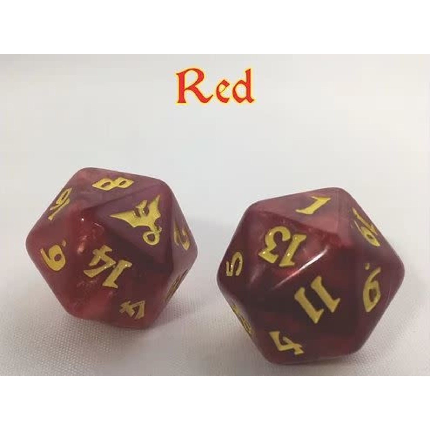 Oversize Dice: Dragons - d20 Red Dragon w/yellow ink 23mm