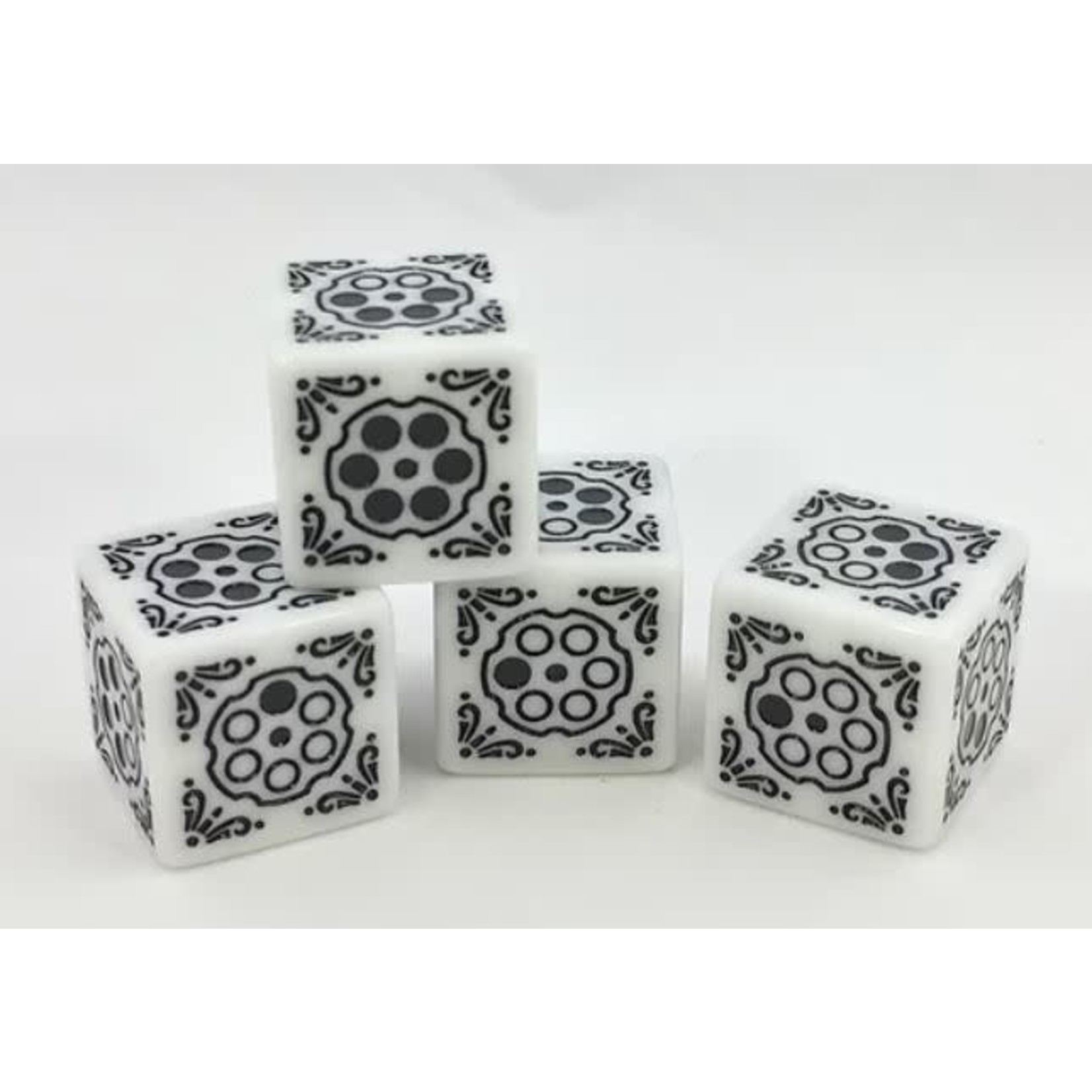 Oversize Dice: d6 Six Shooters White w/black ink 19mm