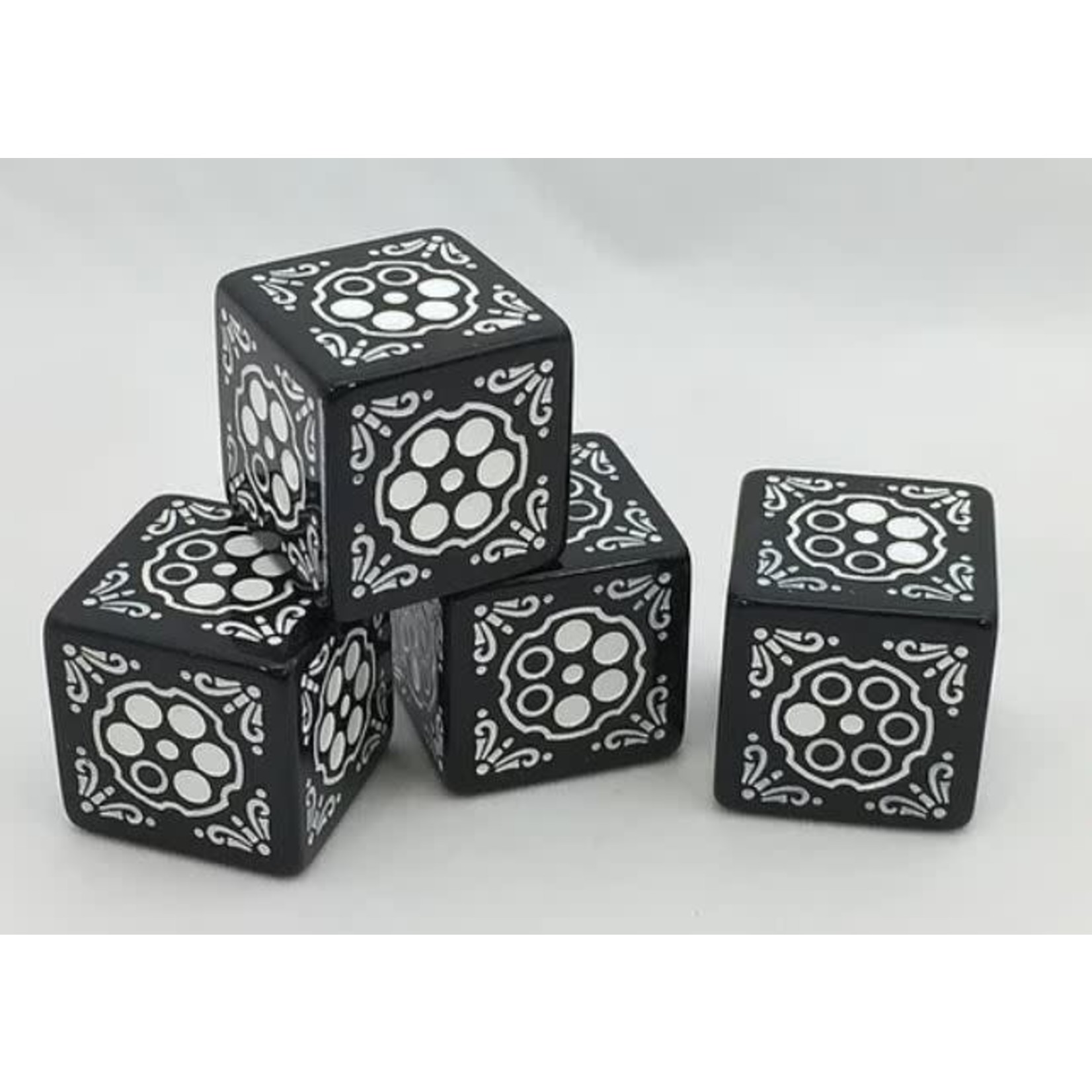 Oversize Dice: d6 Six Shooters Black w/white ink 19mm