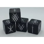 Oversize Dice: d6 Swords in the Stone Black w/silver ink 19mm