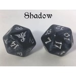 Oversize Dice: Dragons - d20 Shadow Dragon w/silver ink 23mm
