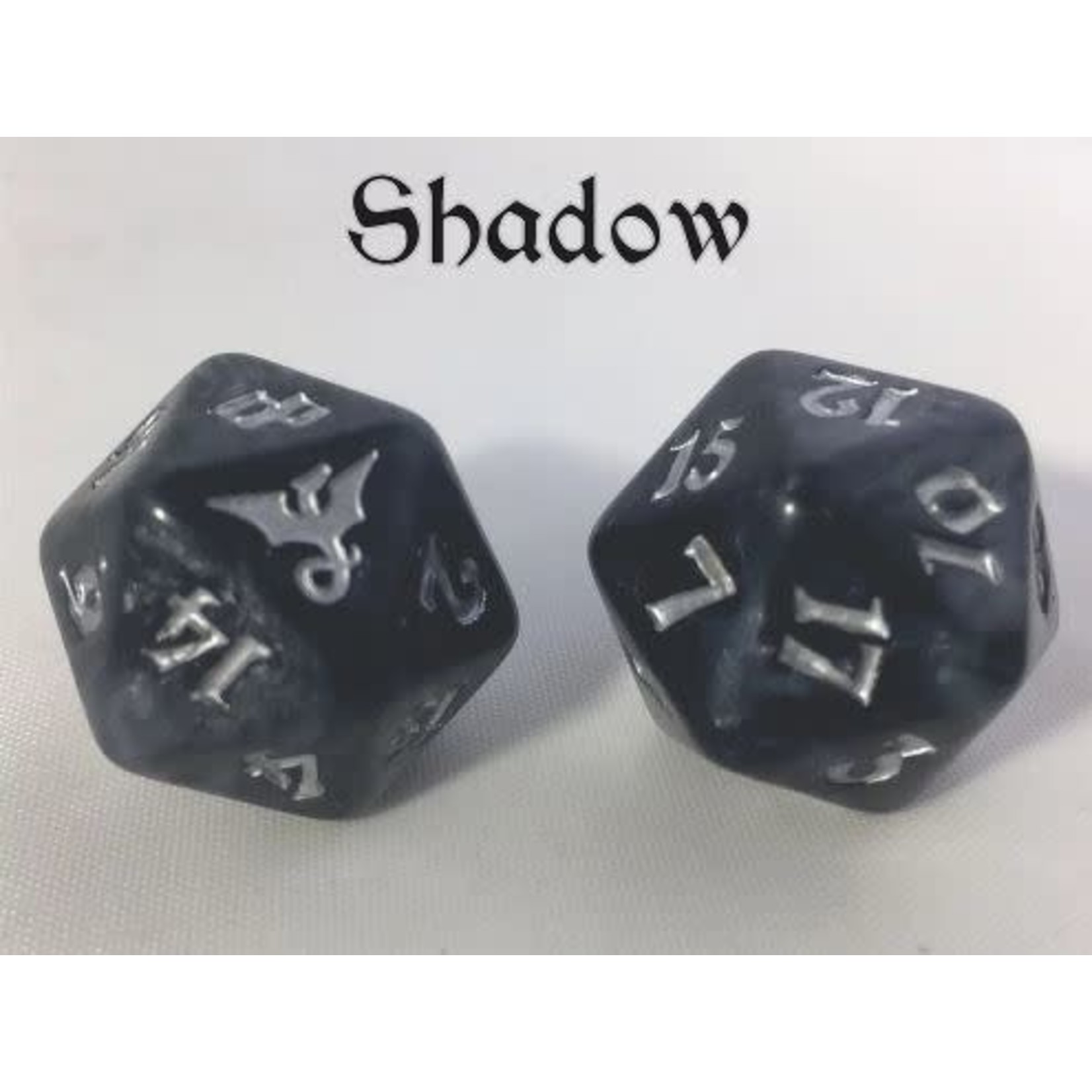 Oversize Dice: Dragons - d20 Shadow Dragon w/silver ink 23mm