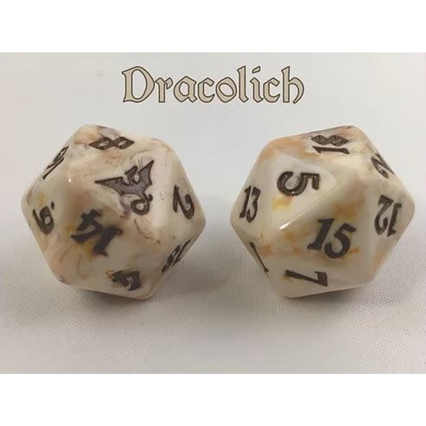 Oversize Dice: Dragons - d20 Dracolich w/brown ink 23mm