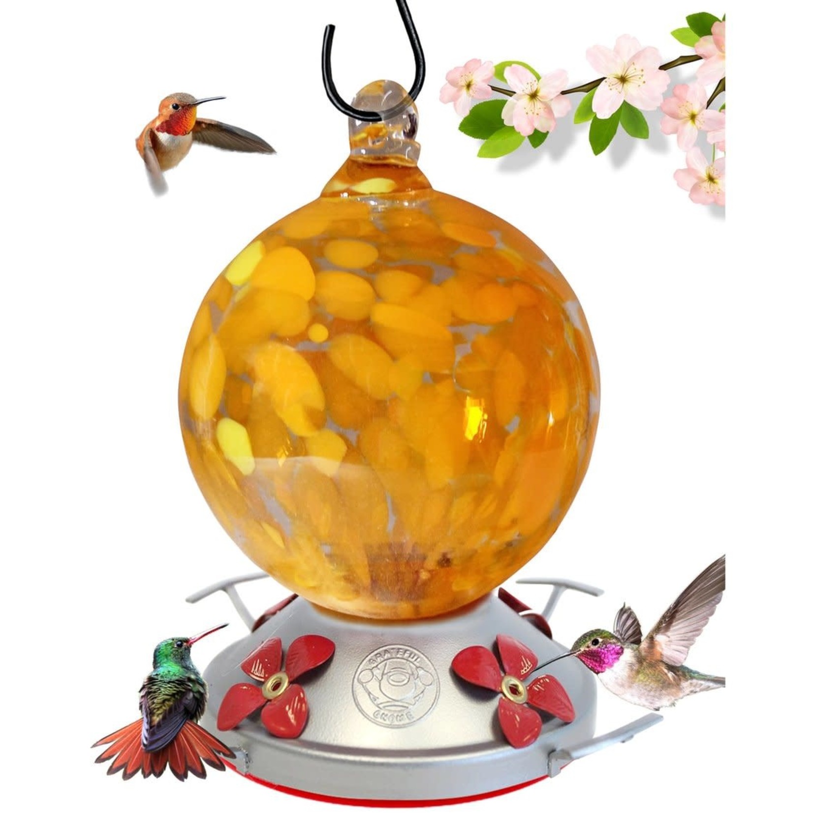 Orange California Poppy Globe Hummingbird Feeder