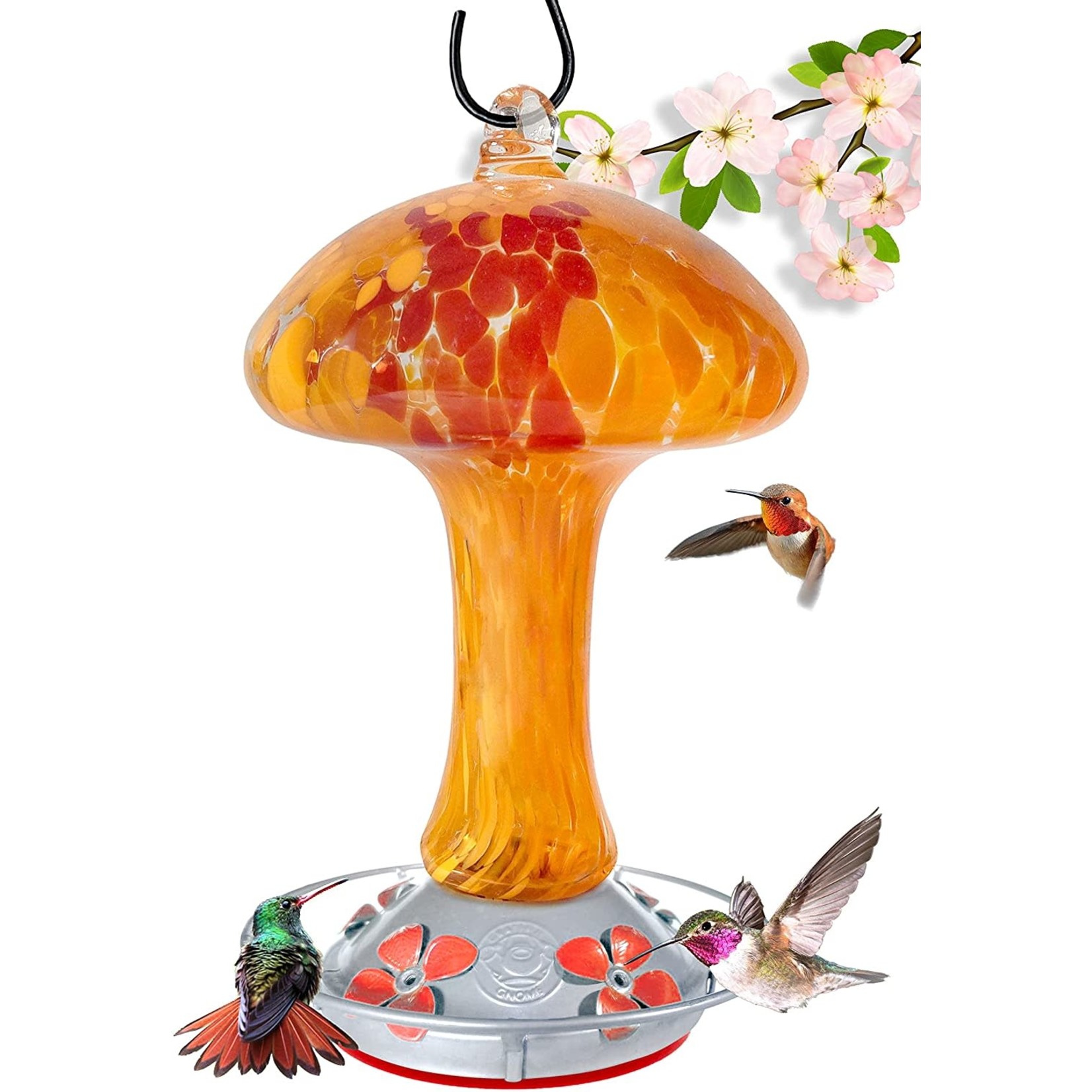 Red and Orange Mushroom Hummingbird Feeder