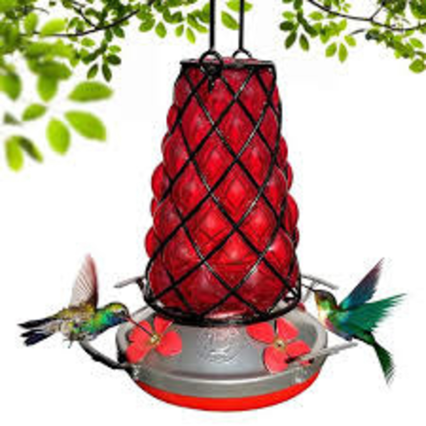 Red Spider-Bird Web Lantern Hummingbird Feeder