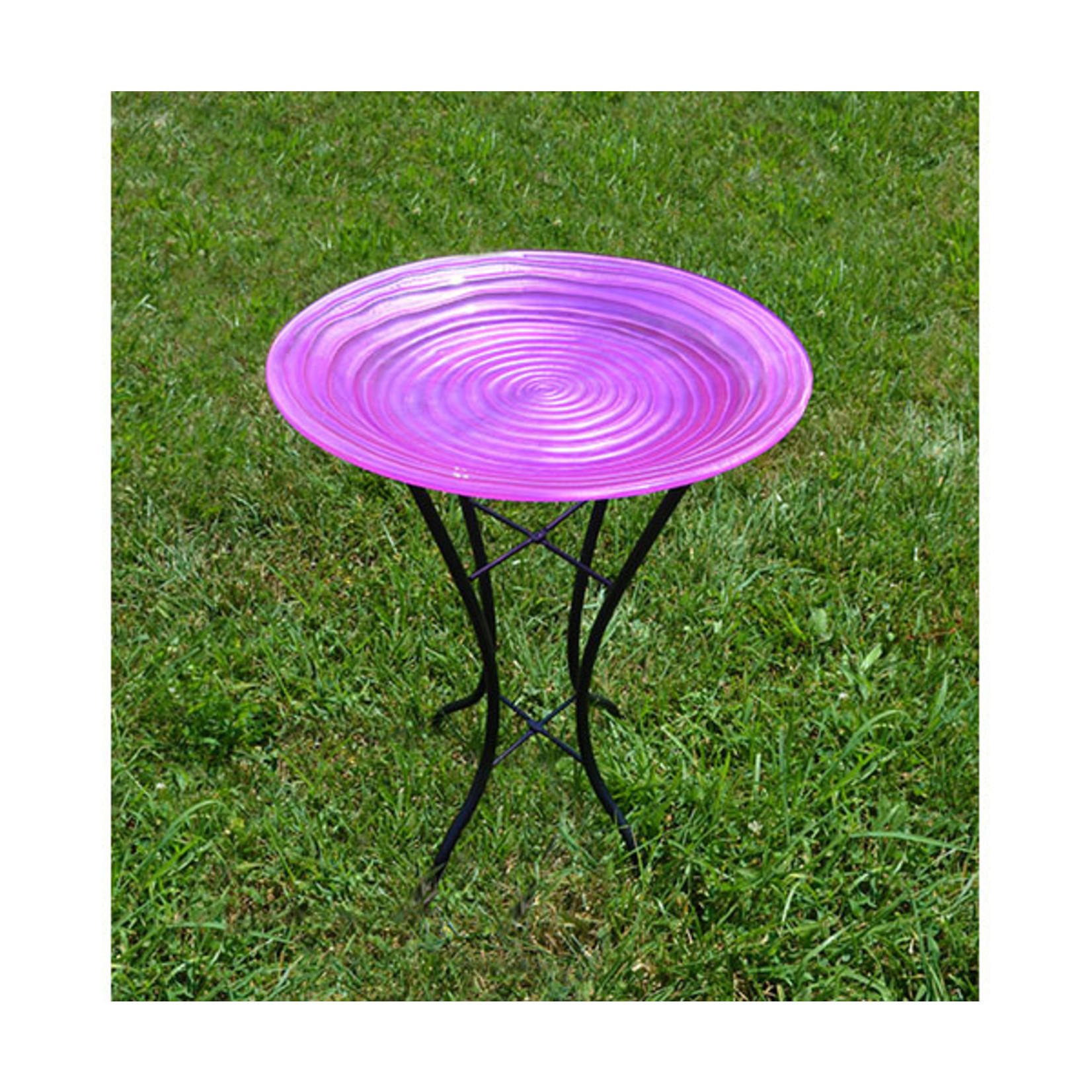 Swirl Bird Bath with Stand - Magenta