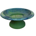 Fiber Clay Bird Bath - Hunter Green with Small Base