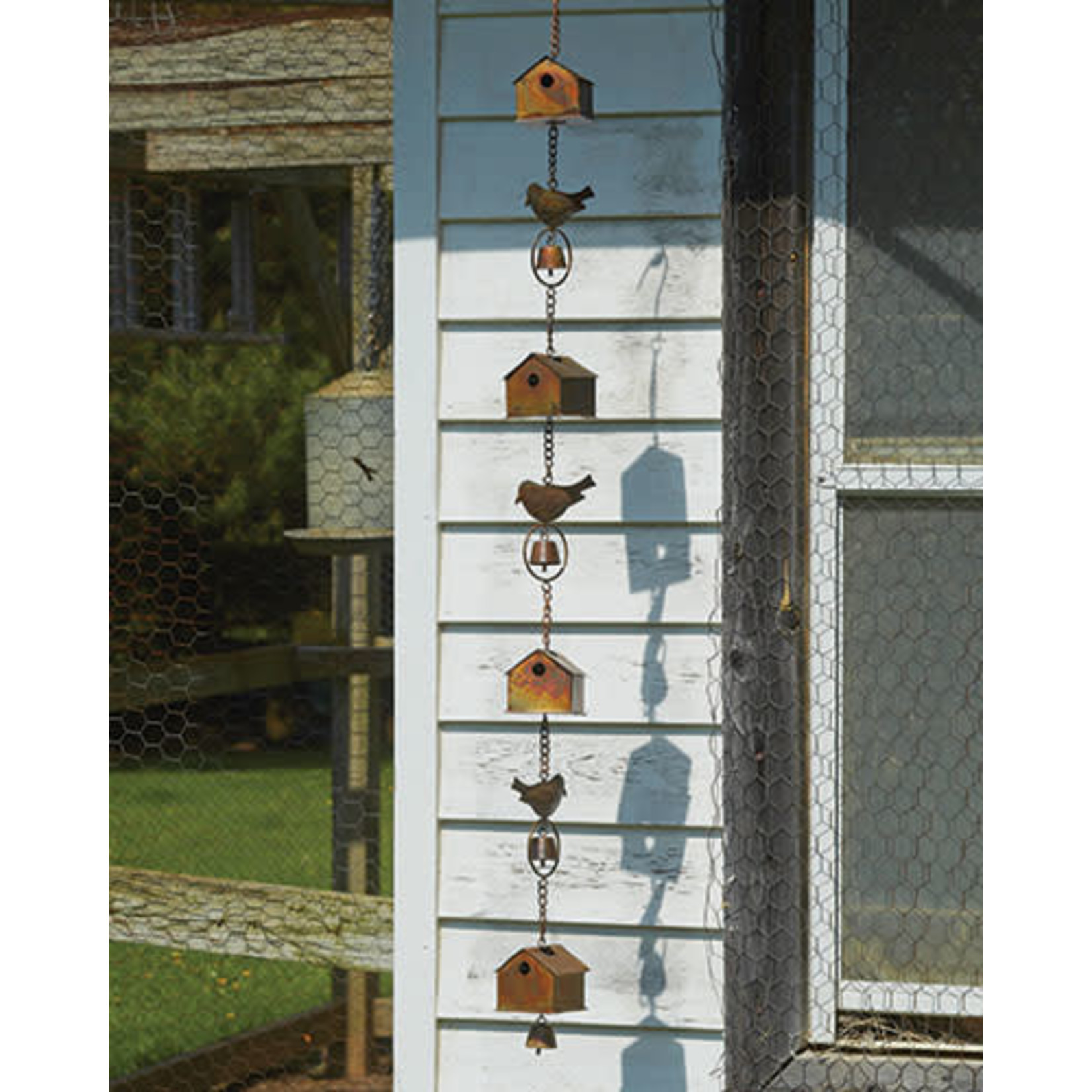 Flamed Bird House and Birds Ornament