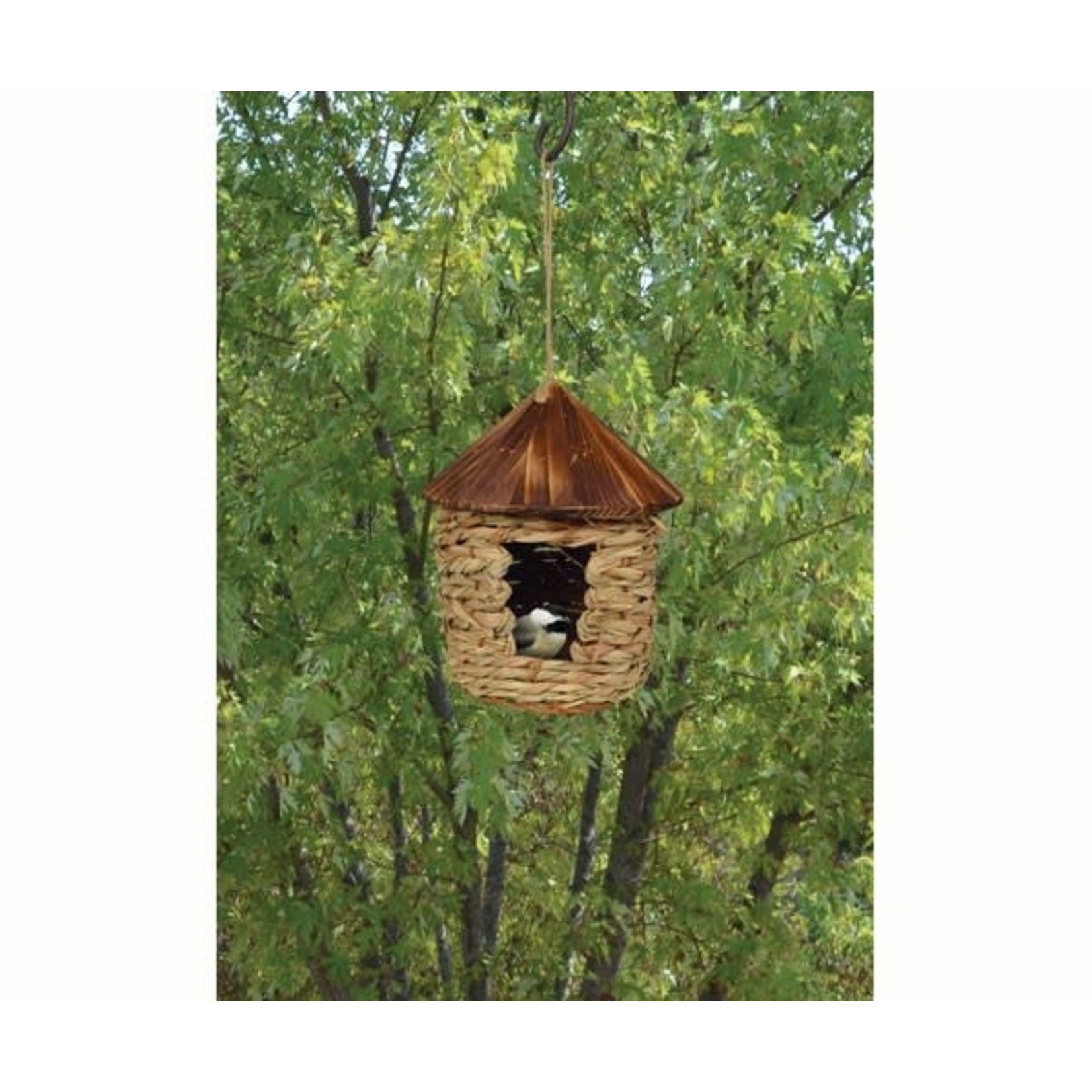 Hanging Roosting Pocket - Large Grass Twine House w/Roof