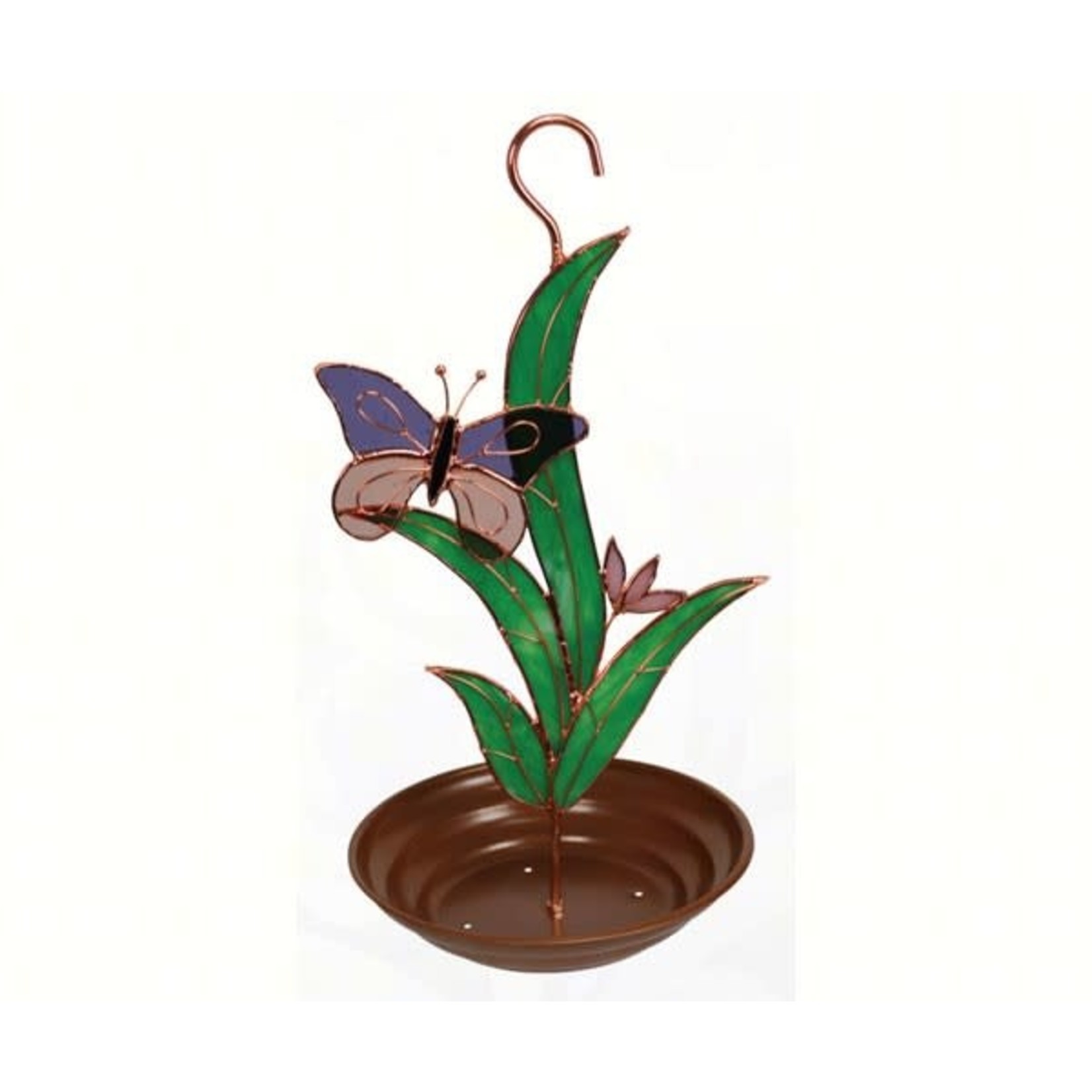 Purple Butterfly with Leaves Bird Feeder