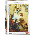 Barber-Little Girl and Sheltie 1000 Piece Puzzle