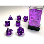 Chessex Translucent Dice: Purple / white | 7 Die Polyhedral Set | 23077