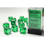 Chessex Translucent Dice: Green / white | 16mm d6 Dice Block | 23605