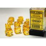 Chessex Translucent Dice: Yellow / white | 16mm d6 Dice Block | 23602