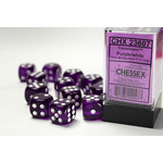 Chessex Translucent Dice: Purple / white | 16mm d6 Dice Block | 23607