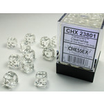 Chessex Translucent Dice: Clear / white | 12mm d6 Dice Block | 23801