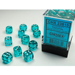 Chessex Translucent Dice: Teal / white | 12mm d6 Dice Block | 23815
