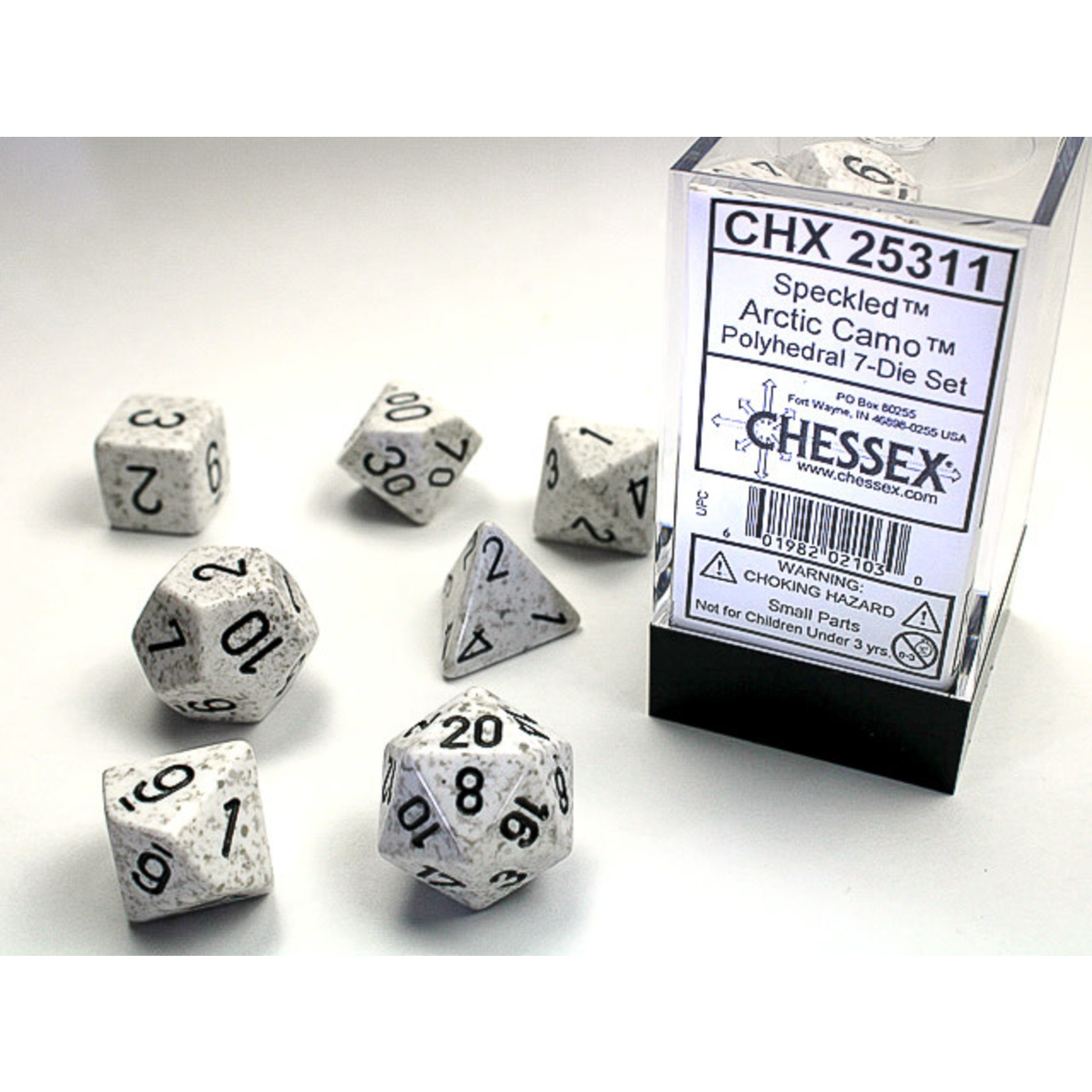 Chessex Speckled Dice: Arctic Camo | 7 Die Polyhedral Set | 25311