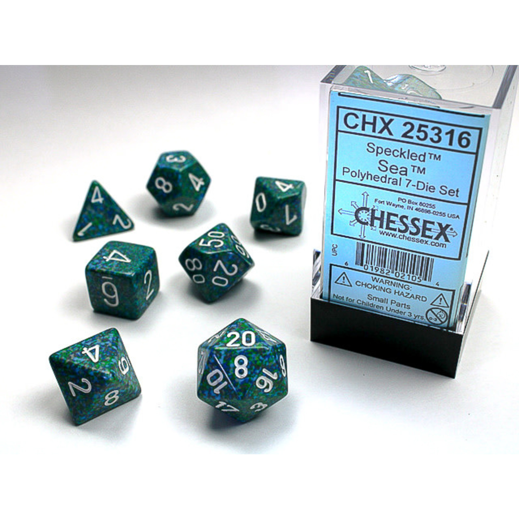 Chessex Speckled Dice: Sea | 7 Die Polyhedral Set | 25316