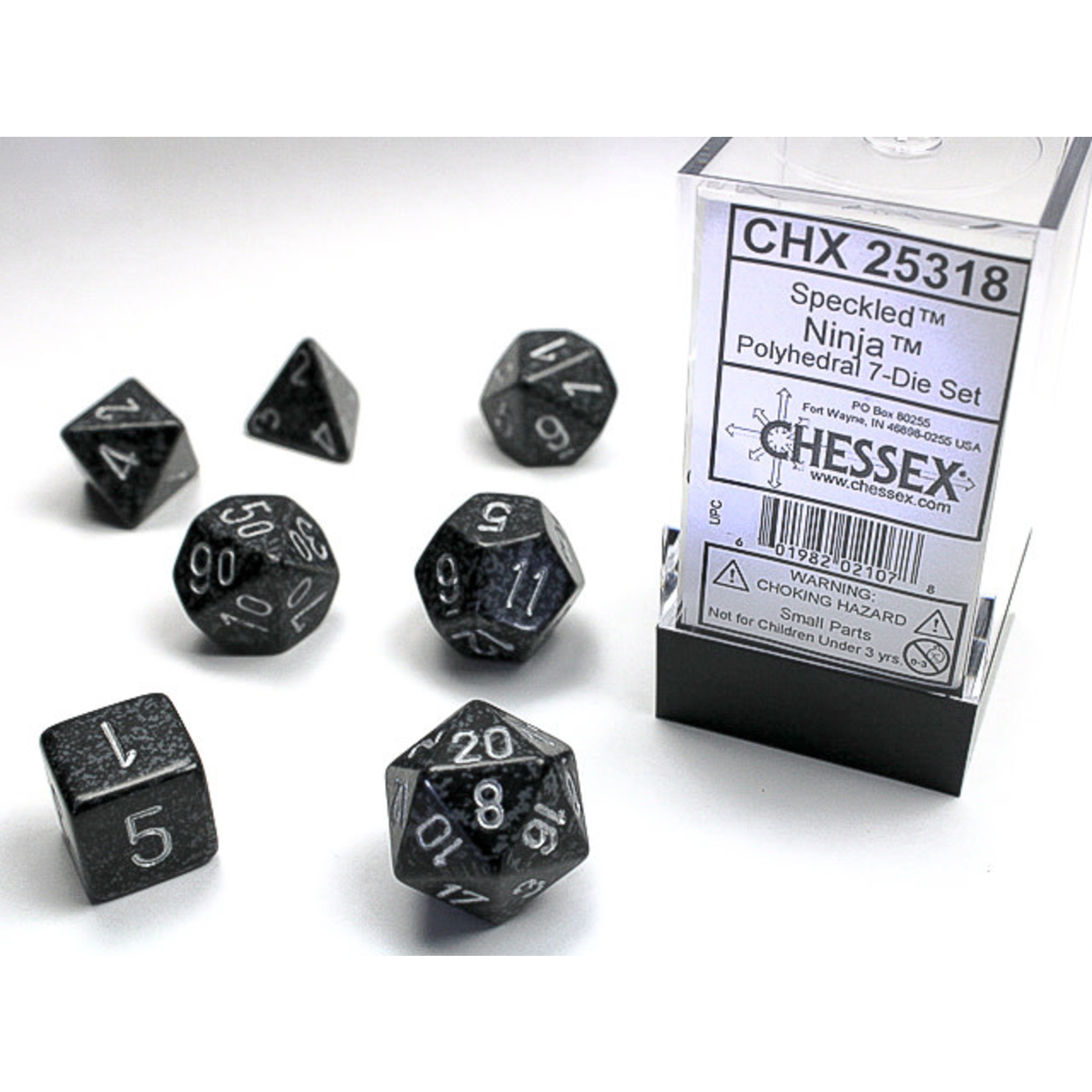 Chessex Speckled Dice: Ninja | 7 Die Polyhedral Set | 25318