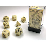 Chessex Opaque Dice: Ivory / black | 7 Die Polyhedral Set | 25400