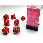 Chessex Opaque Dice: Red / white | 7 Die Polyhedral Set | 25404
