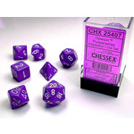 Chessex Opaque Dice: Purple / white | 7 Die Polyhedral Set | 25407