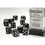 Chessex Opaque Dice: Black / white | 16mm d6 Dice Block | 25608