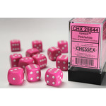 Chessex Opaque Dice: Pink / white | 16mm d6 Dice Block | 25644