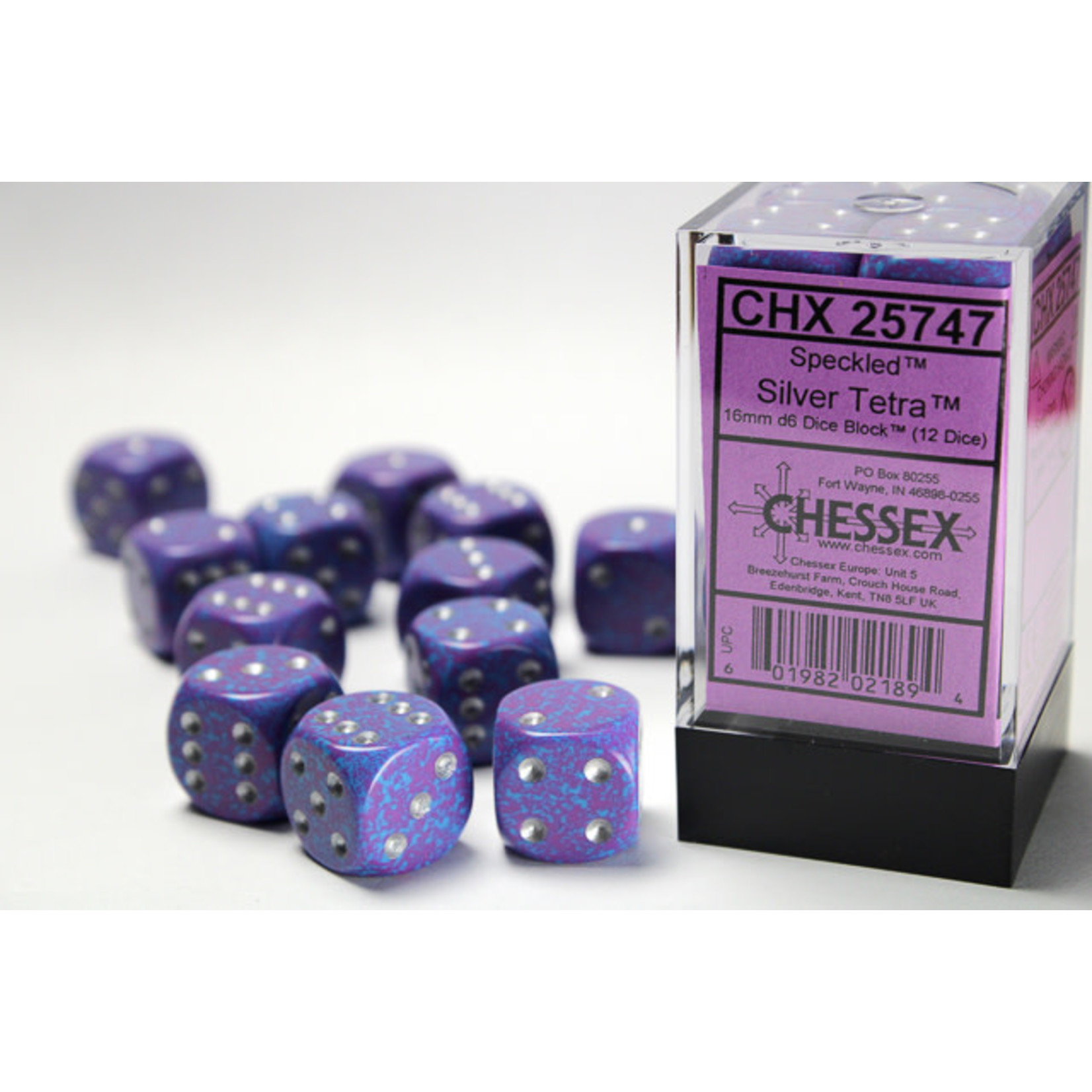 Chessex Speckled Dice: Silver Tetra | 16mm d6 Dice Block | 25747