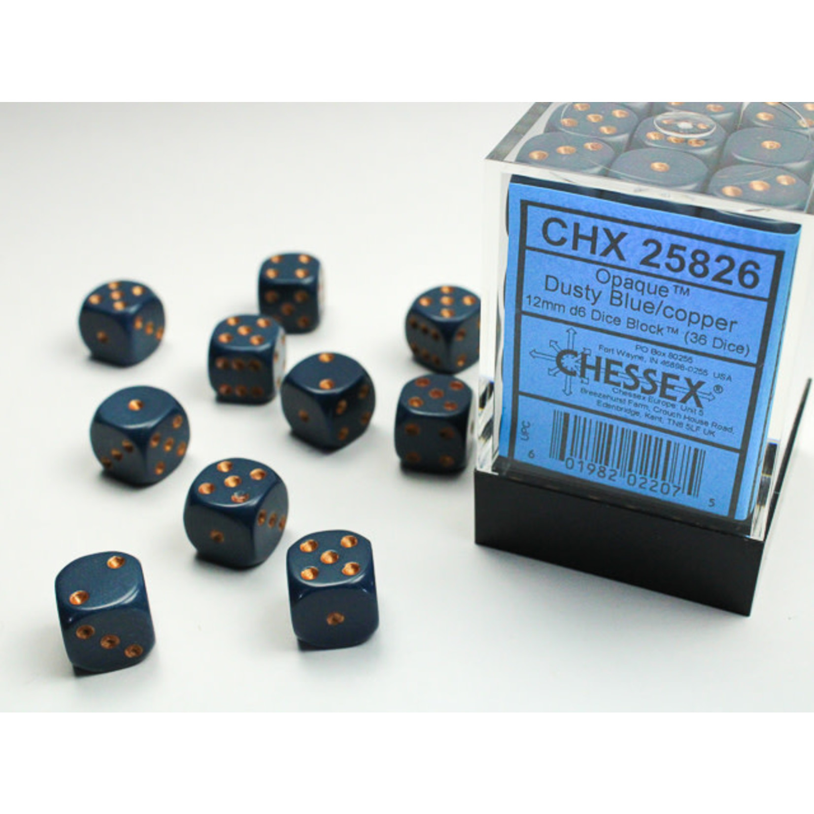 Chessex Opaque Dice: Dusty Blue / copper | 12mm d6 Dice Block | 25826