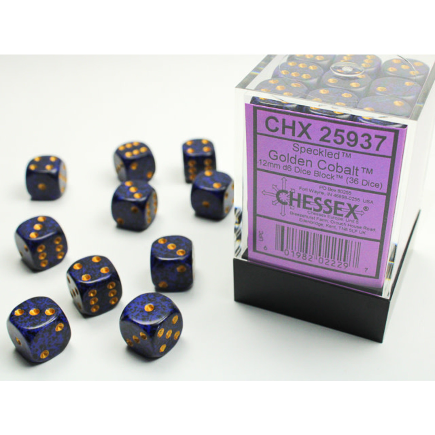 Chessex Speckled Dice: Golden Cobalt | 12mm d6 Dice Block | 25937