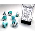 Chessex Gemini Dice: Teal-White / black | 7 Die Polyhedral Set | 26444