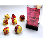 Chessex Gemini Dice: Red-Yellow / silver | 7 Die Polyhedral Set | 26450