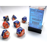 Chessex Gemini Dice: Blue-Orange / white | 7 Die Polyhedral Set | 26452