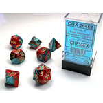 Chessex Gemini Dice: Red-Teal / gold | 7 Die Polyhedral Set | 26462