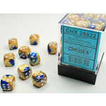 Chessex Gemini Dice: Blue-Gold / white | 12mm d6 Dice Block | 26822