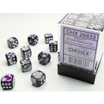 Chessex Gemini Dice: Purple-Steel / white | 12mm d6 Dice Block | 26832