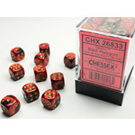 Chessex Gemini Dice: Black-Red / gold | 12mm d6 Dice Block | 26833