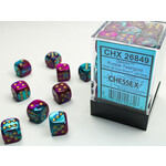 Chessex Gemini Dice: Purple-Teal / gold | 12mm d6 Dice Block | 26849