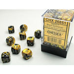 Chessex Gemini Dice: Black-Gold / silver | 12mm d6 Dice Block | 26851