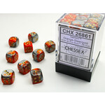 Chessex Gemini Dice: Orange-Steel / gold | 12mm d6 Dice Block | 26861