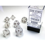 Chessex Frosted Dice: Clear / black | 7 Die Polyhedral Set | 27401