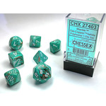 Chessex Marble Dice: Oxi-Copper / white | 7 Die Polyhedral Set | 27403
