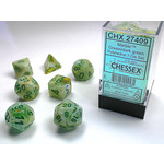 Chessex Marble Dice: Green / dark green | 7 Die Polyhedral Set | 27409