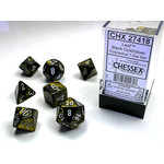Chessex Leaf Dice: Black Gold / silver | 7 Die Polyhedral Set | 27418