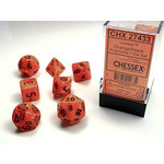 Chessex Vortex Dice: Orange / black | 7 Die Polyhedral Set | 27433