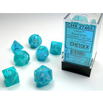 Chessex Cirrus Dice: Aqua / silver | 7 Die Polyhedral Set | 27465