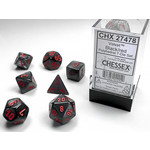 Chessex Velvet Dice: Black / red | 7 Die Polyhedral Set | 27478